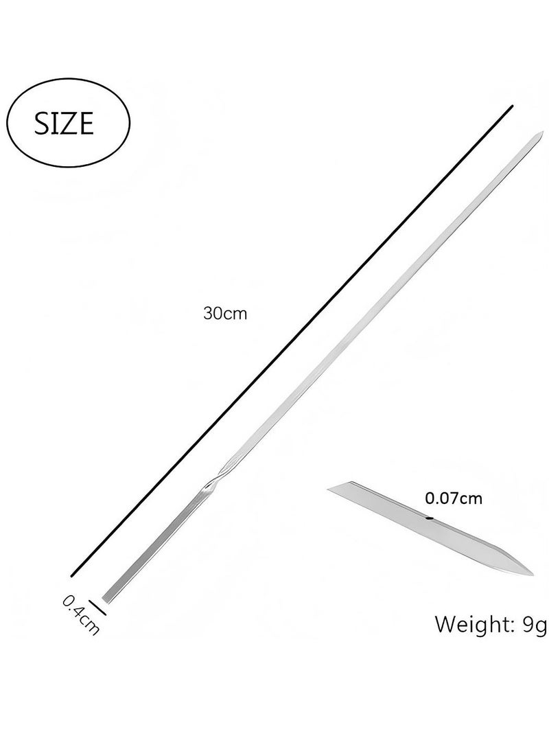 200PCS 30cm BBQ Skewers Stainless Steel Skewers Meat Sticks BBQ Kebab Skewers Metal Flat Roasting Fork Turkish Grill Skewer Camping Picnic Tool - Image 4